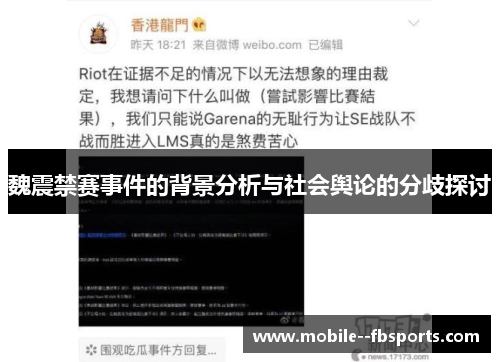 魏震禁赛事件的背景分析与社会舆论的分歧探讨